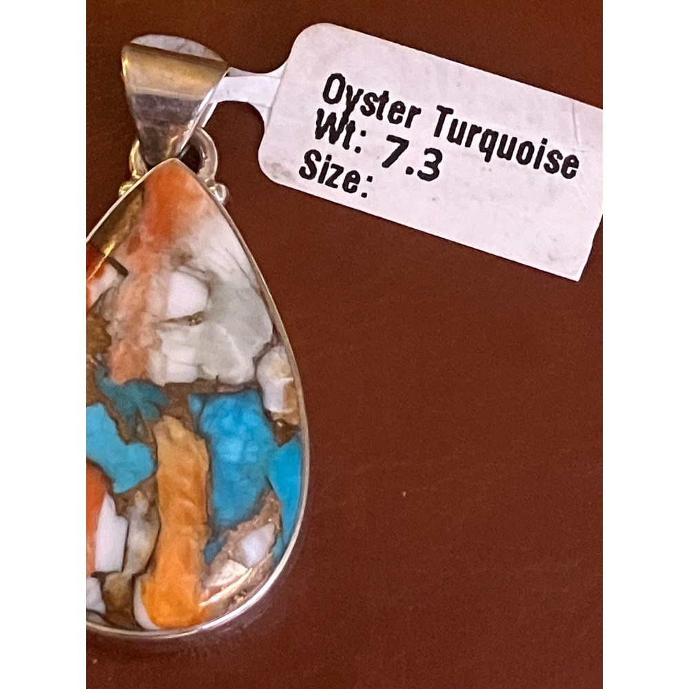 Beautiful NWT Spiny Oyster Turquoise set in 925 Pendant over 7 Grams - Picture 2 of 8